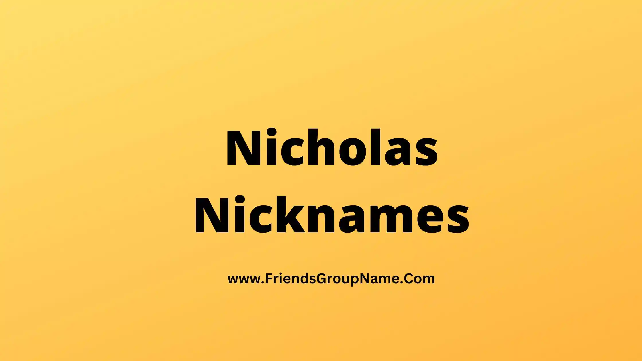 Nicholas Nicknames