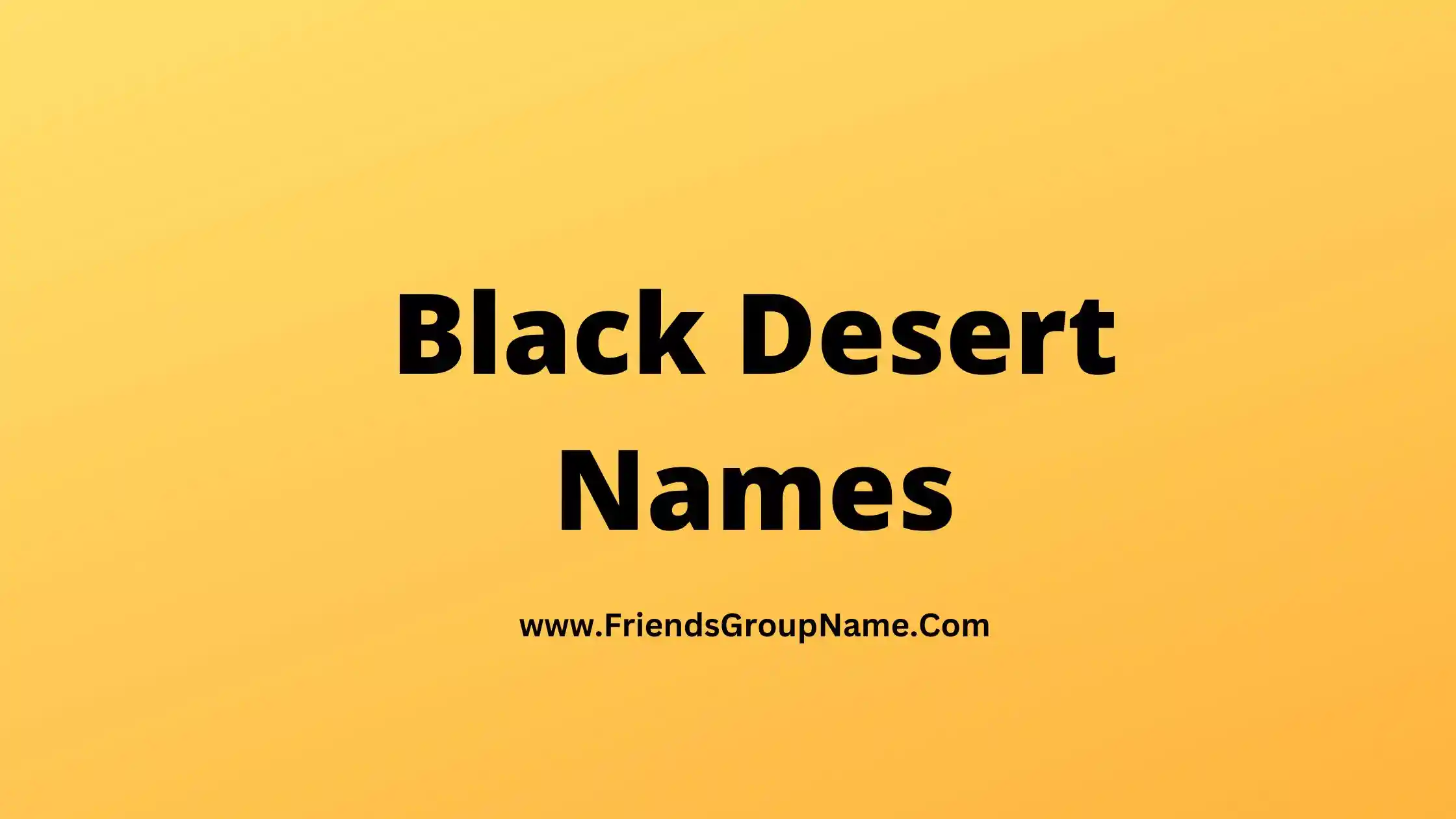 Black Desert Names